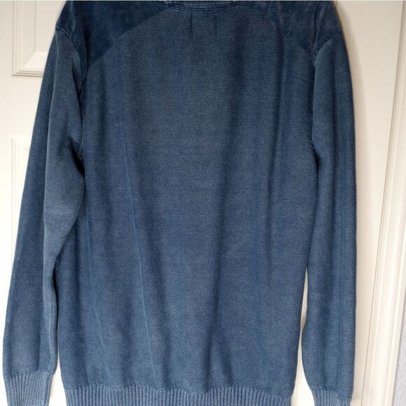 F/X Fusion XL Blue 1/4 Buttons Knit Lng Slve 100% Cotton Men's Pullover Sweater. - Picture 9 of 10